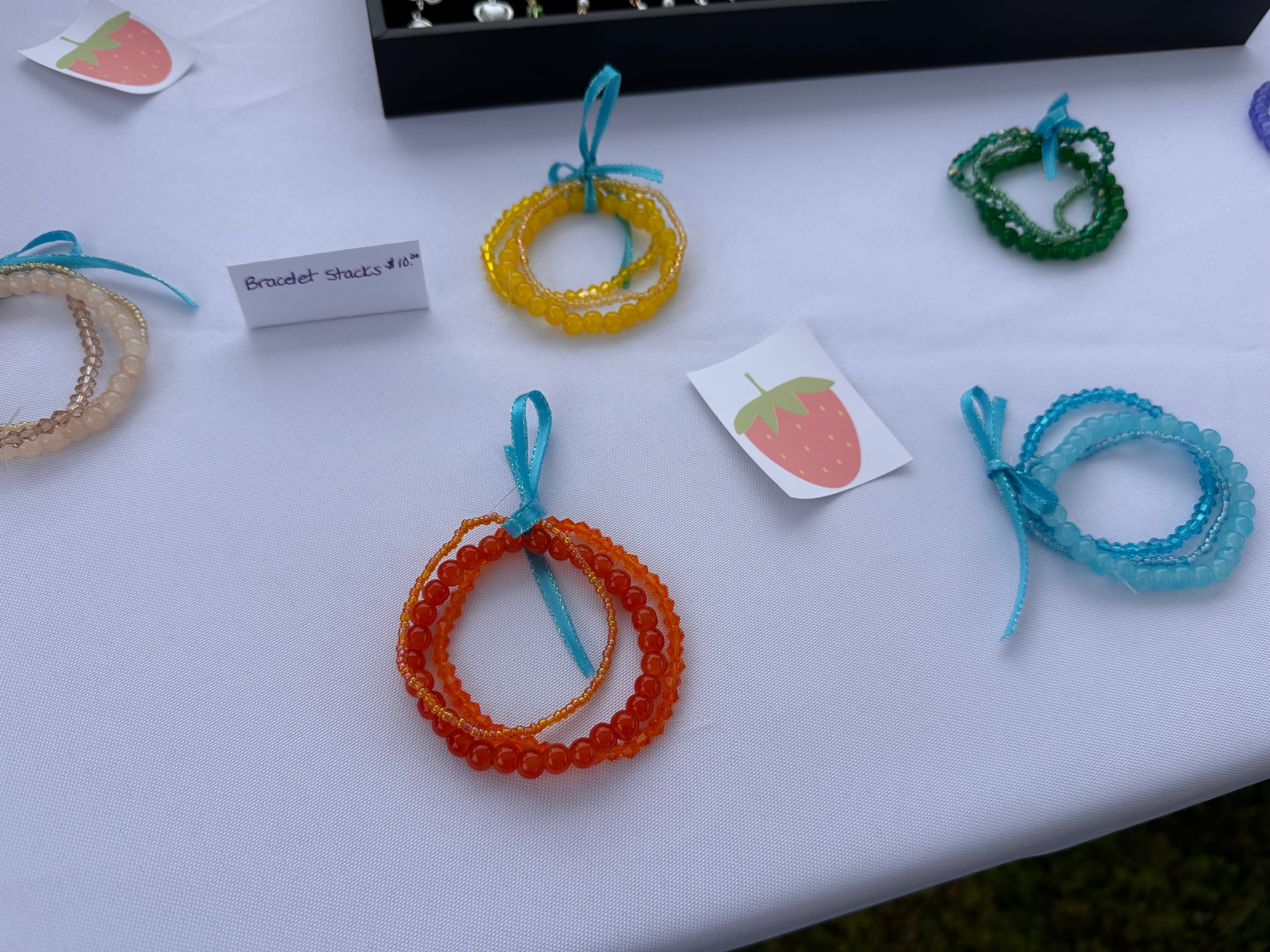 Stacking bracelets on display